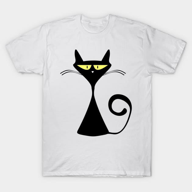 Black cat T-Shirt by DrDesign